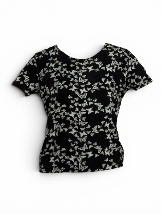Fraizer Lawrence Tops - Women’s Black Butterfly Print Short Sleeve Tee